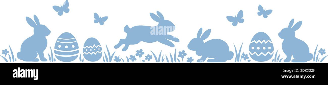 Easter banner with easter eggs and rabbit. Spring minimalist vector design.. Stock Vector