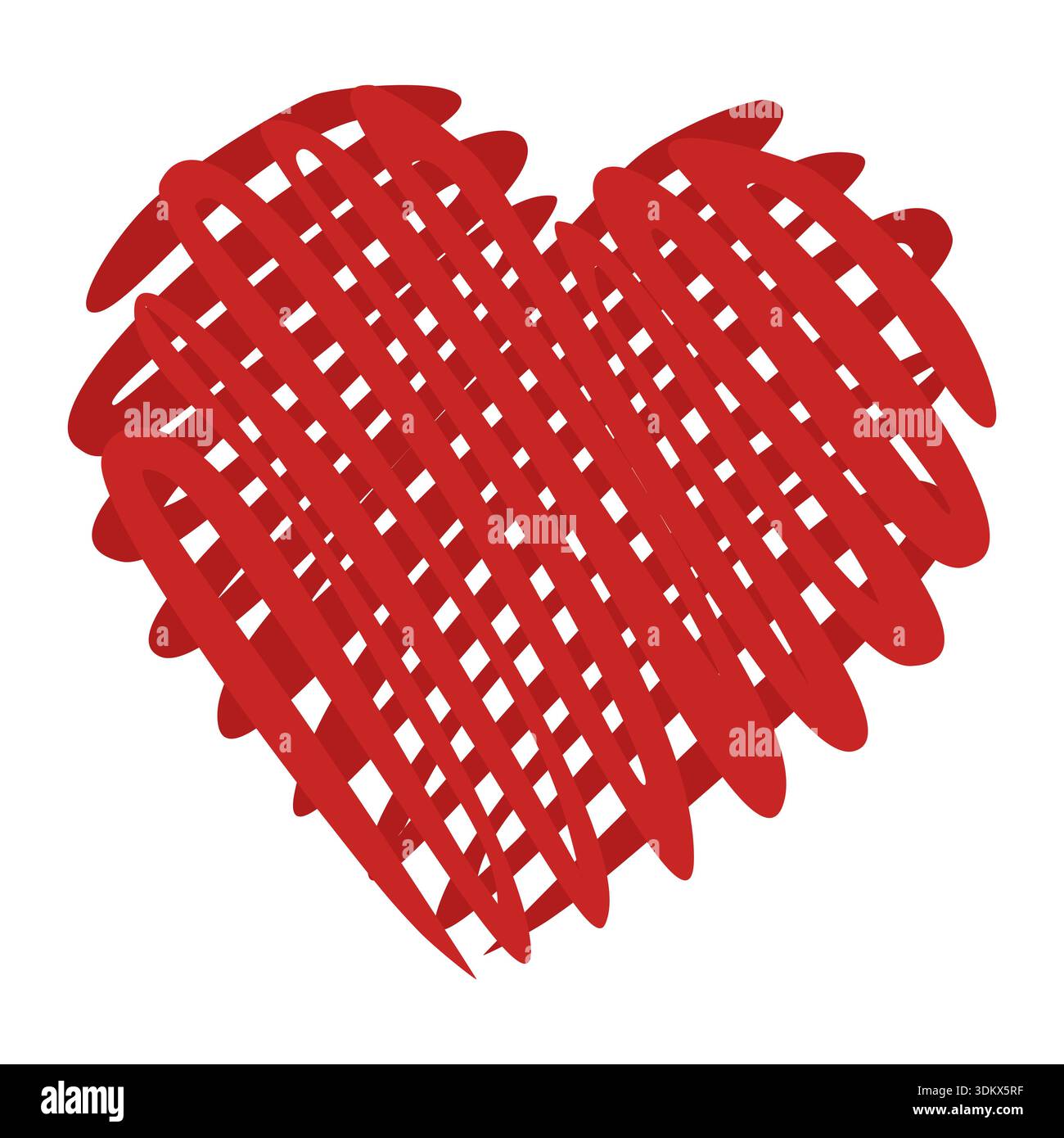 Red Scribbled Heart Vector Illustration - Abstract Love Symbol Stock Vector