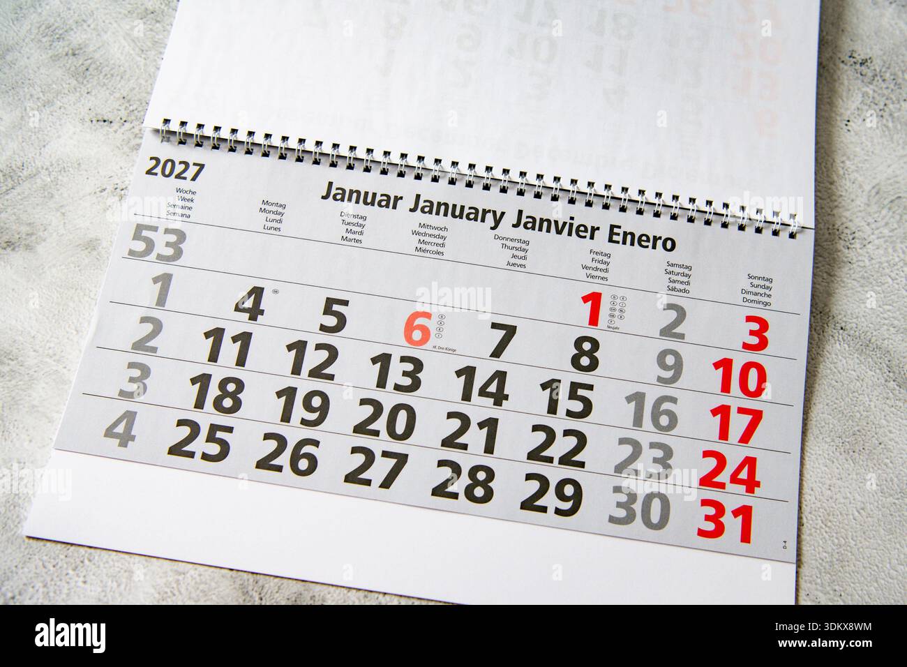 Calendar planner for the month january 2027 Stock Photo - Alamy
