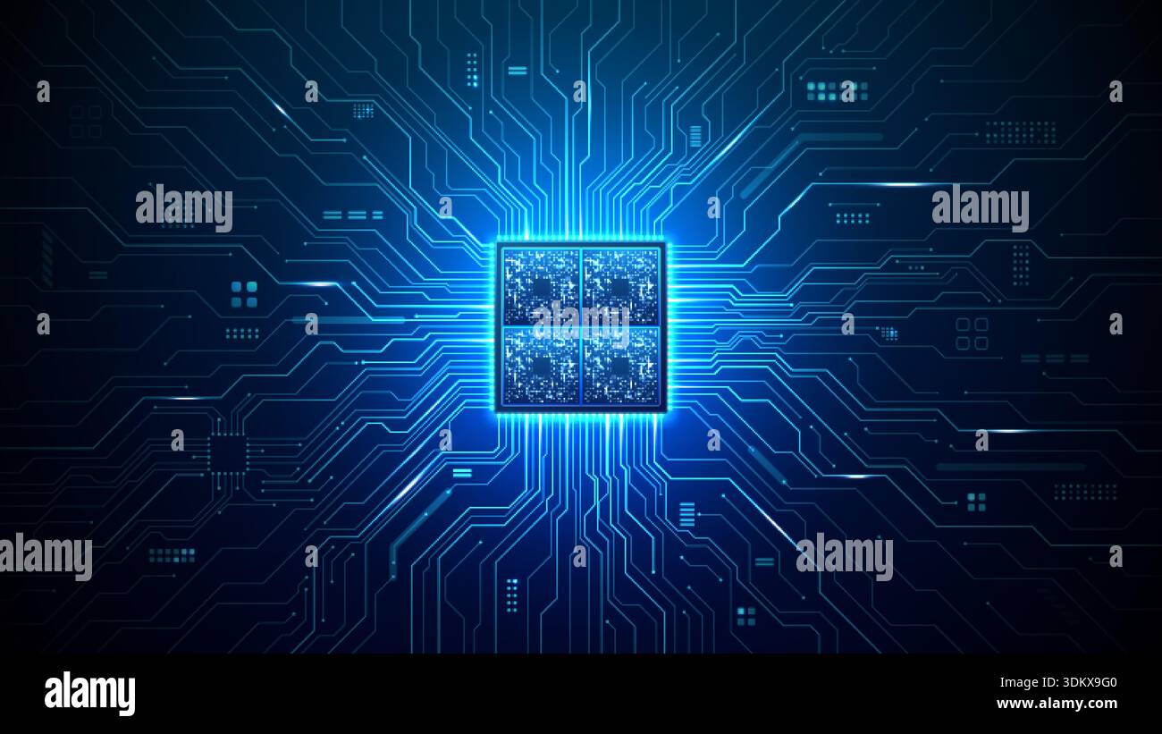 Advanced semiconductor technology with intricate chip Stock Vector