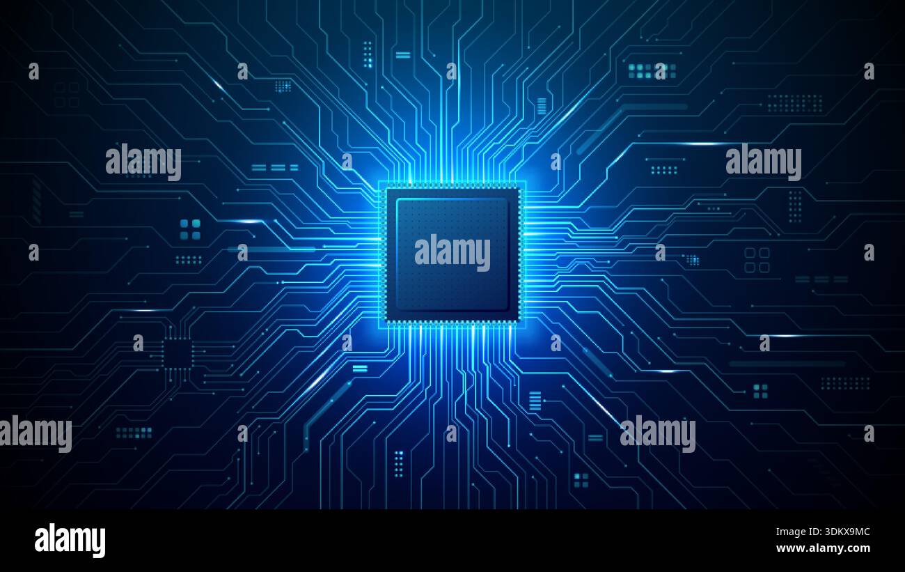 Computer Cpu Rectangular Chips Circuit board design with AI chip at center Stock Vector Image & Art ...