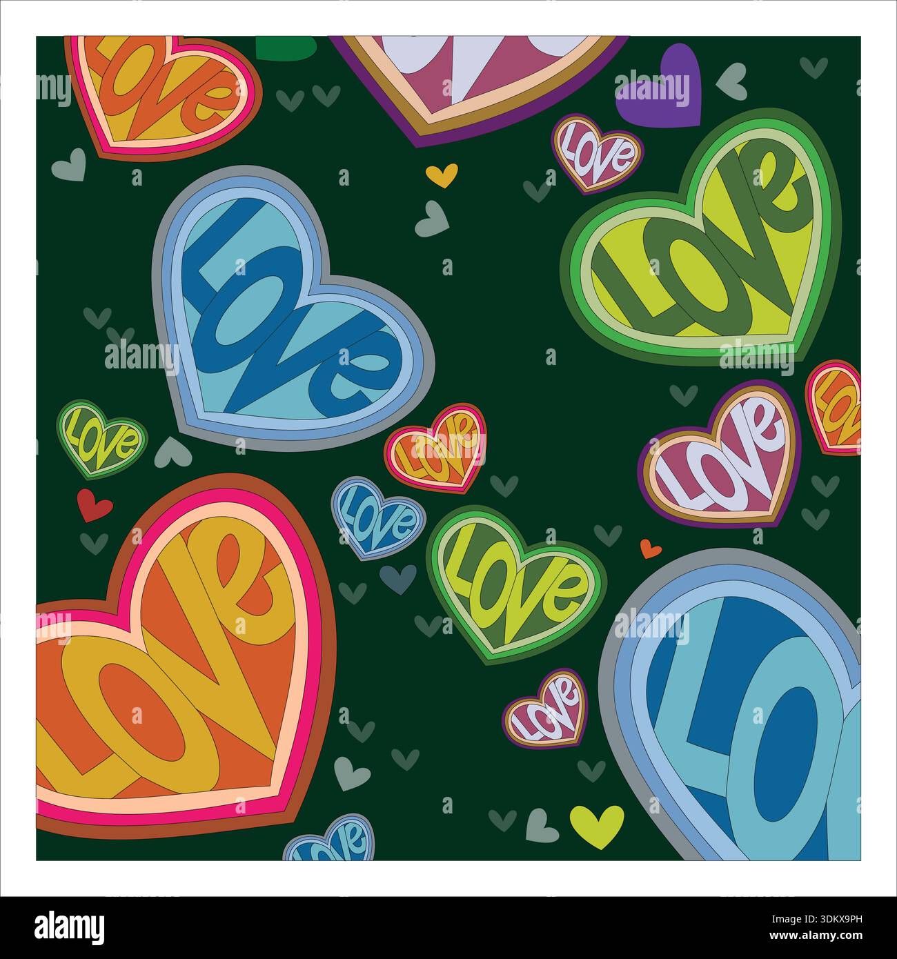 Love signs on a green background Stock Vector