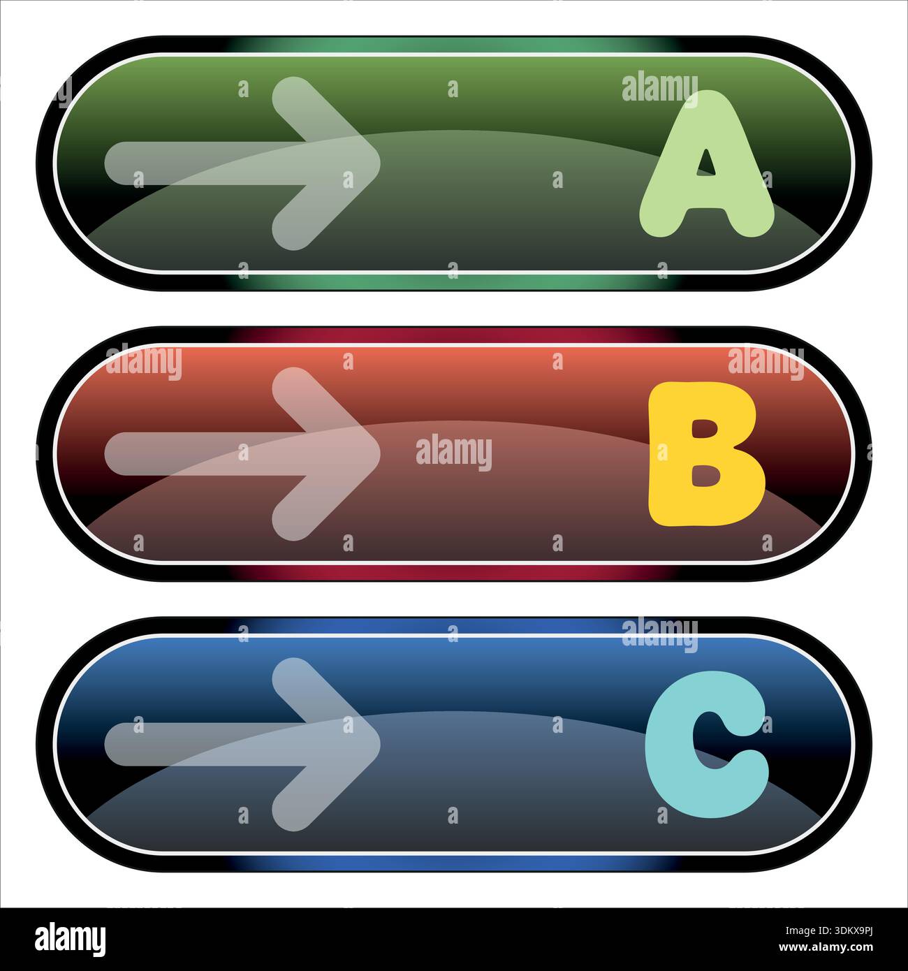 Letters signs on colorful panels Stock Vector