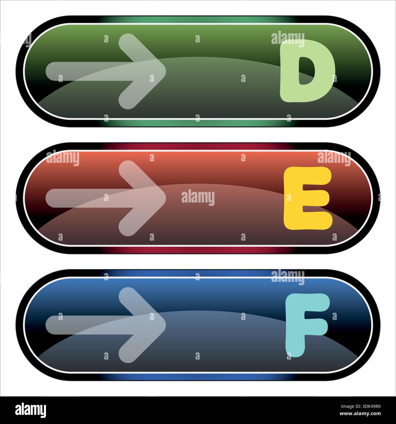 Letters signs on colorful panels Stock Vector