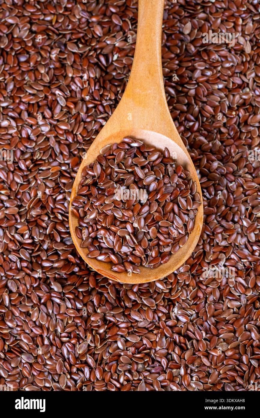 Flaxseed is a source of fiber and antioxidants. Stock Photo