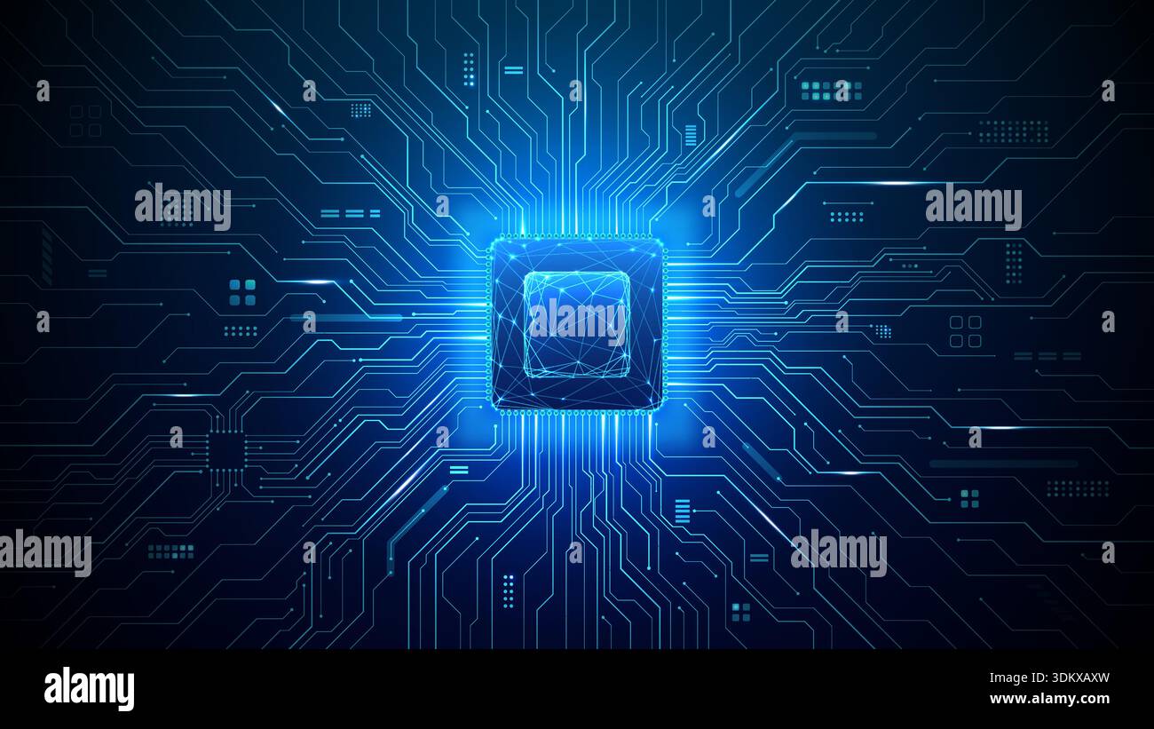 Advanced semiconductor chip with radiating circuit pathways Stock ...