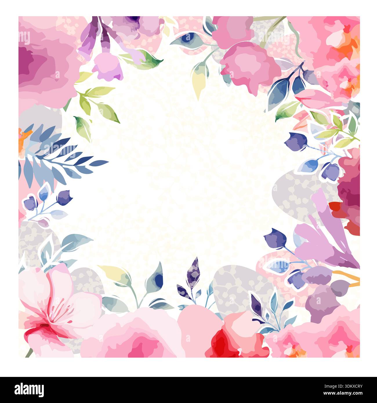 Delicate frame with pink flowers. Hand drawn. Not AI, vector ...