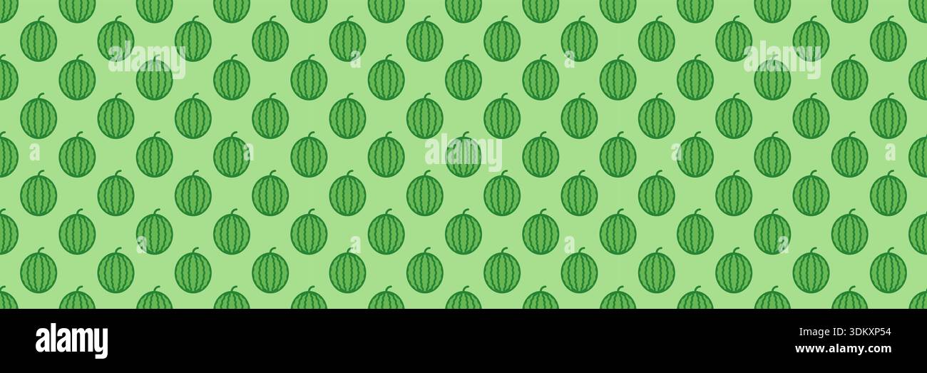 horizontal beautiful seamless green circle watermelon pattern on green background. Stock Vector