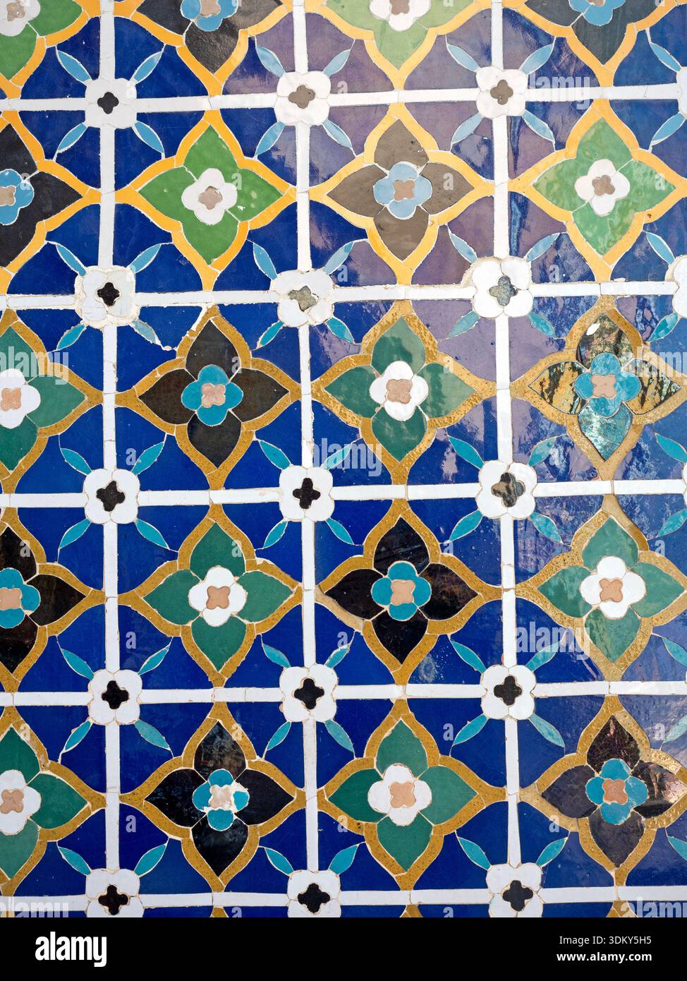 Glazed tiles on a mausoleum in Shah-i-Zinda Necropolis, Samarkand Stock Photo