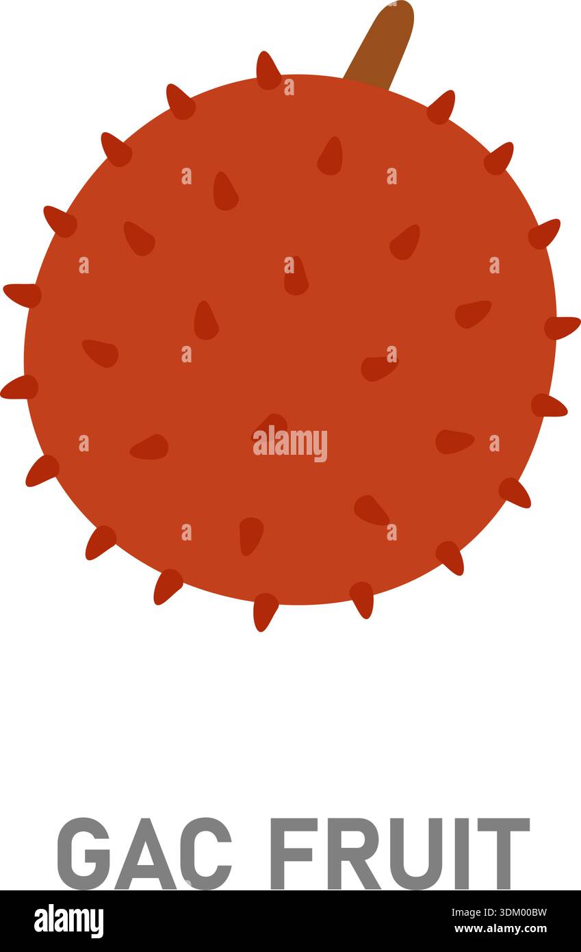 Gac tropical fruit. Spiky exotic fruit icon, isolated on white ...