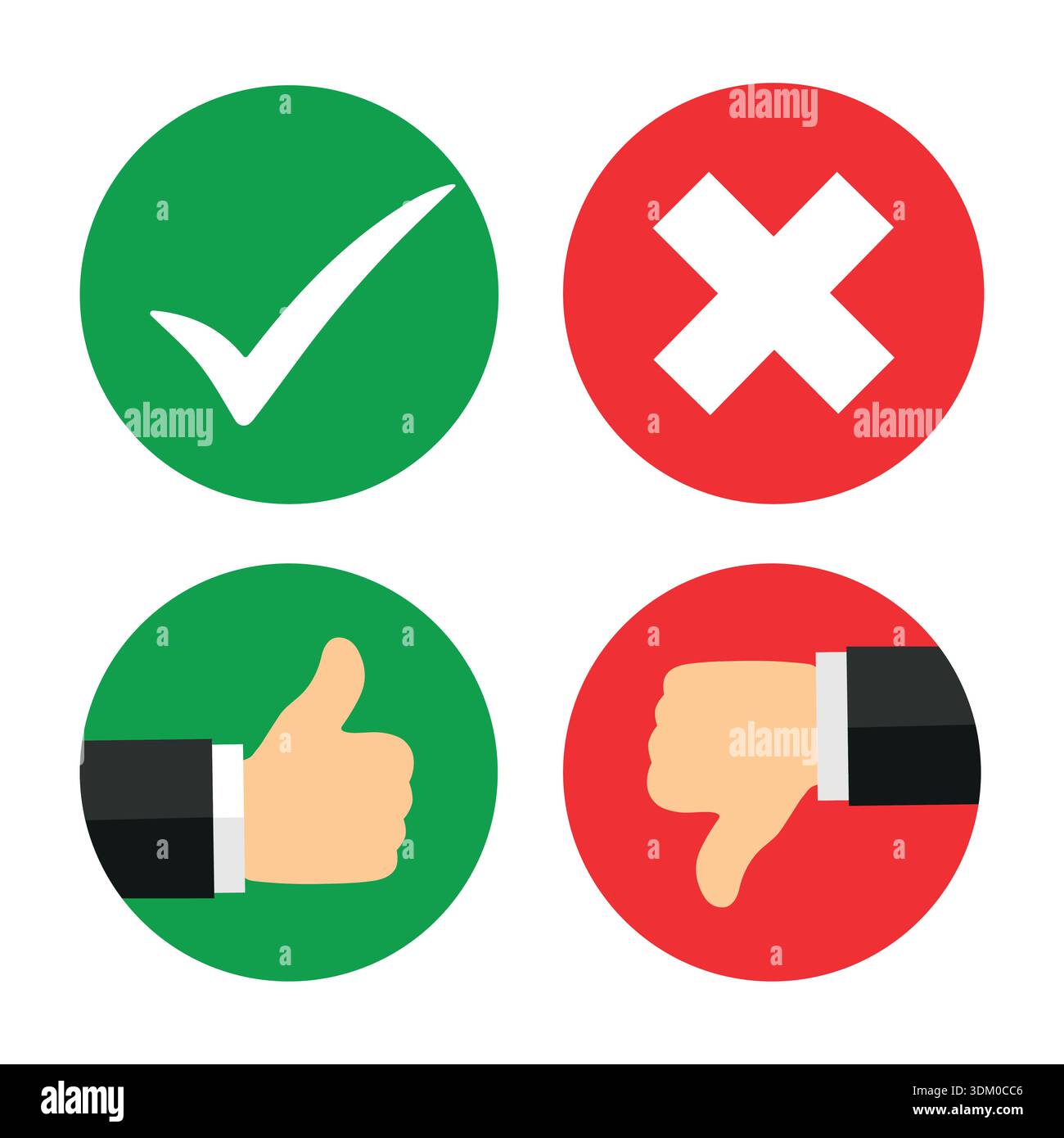 vector illustration Yes, No, Thumbs up and down icons Stock Vector ...