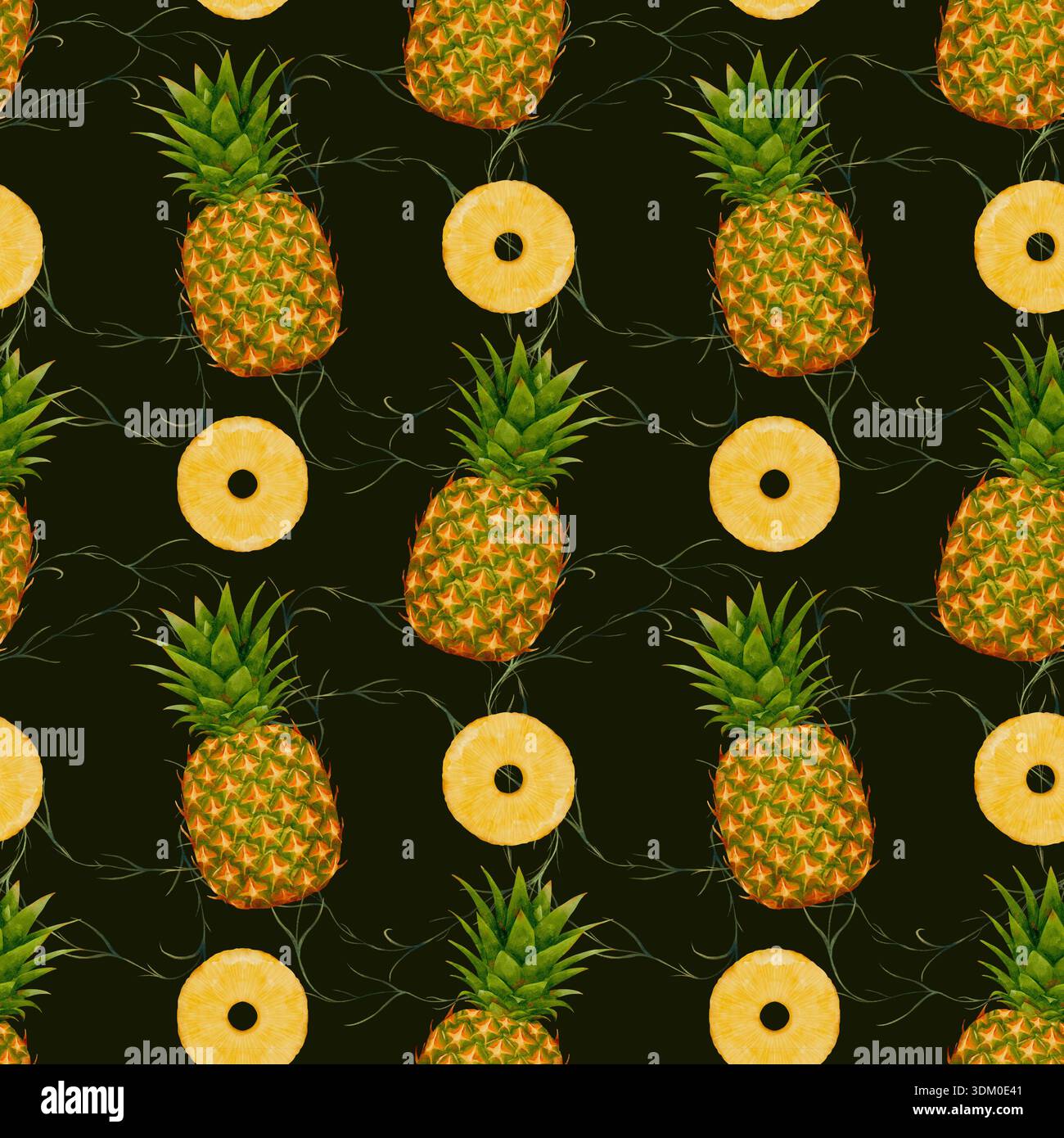 Pineapple Rings Watercolor Repeat Pattern Ideal For Textile, Wallpaper ...