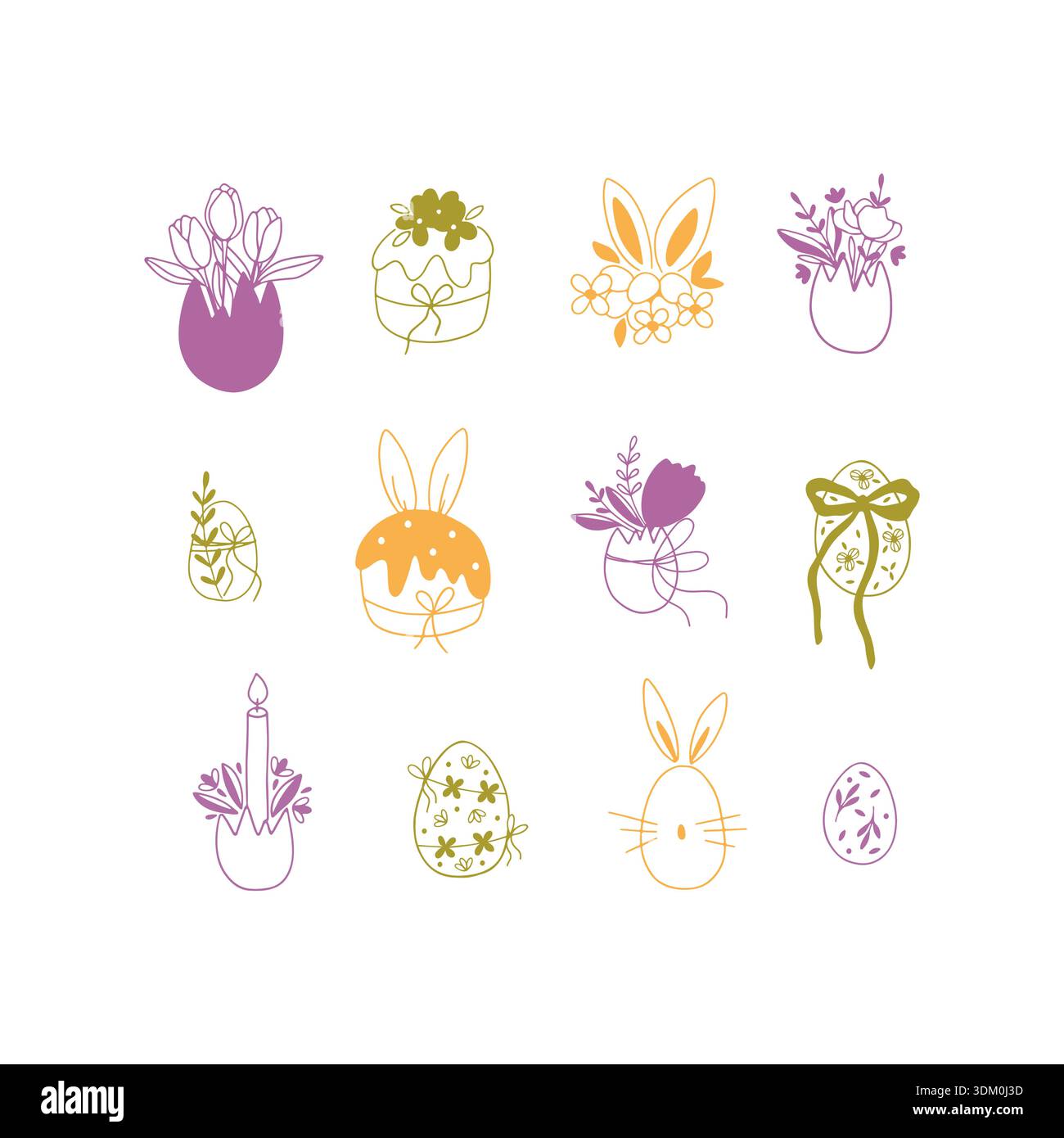 Happy Easter hand drawn art drawing Stock Vector