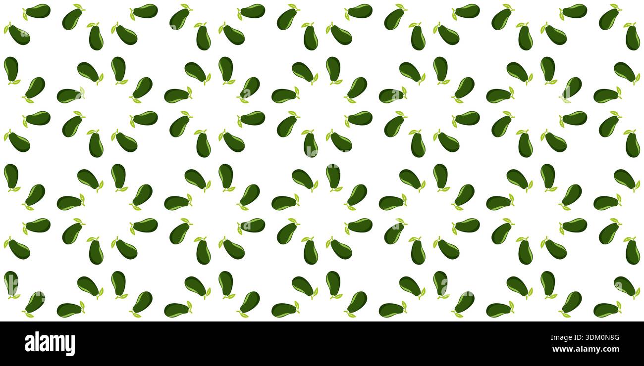 Seamless Avocado Repeat Pattern Subtropical Fruit with Green Leaves Cute Fabric and Wallpaper Design Vector Stock Vector