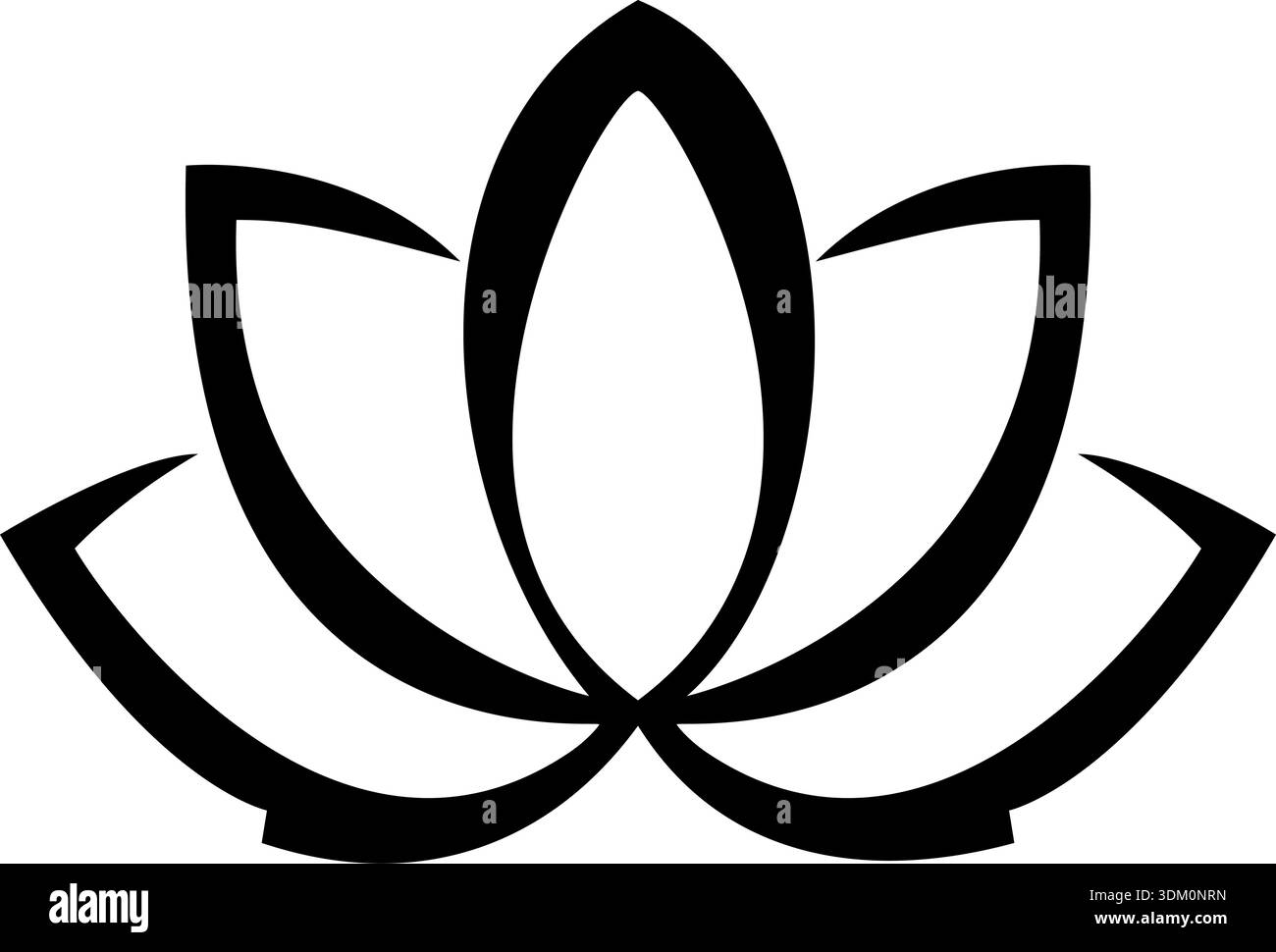 Minimalist Black Lotus Flower Silhouette Icon with Stylized Symmetrical ...
