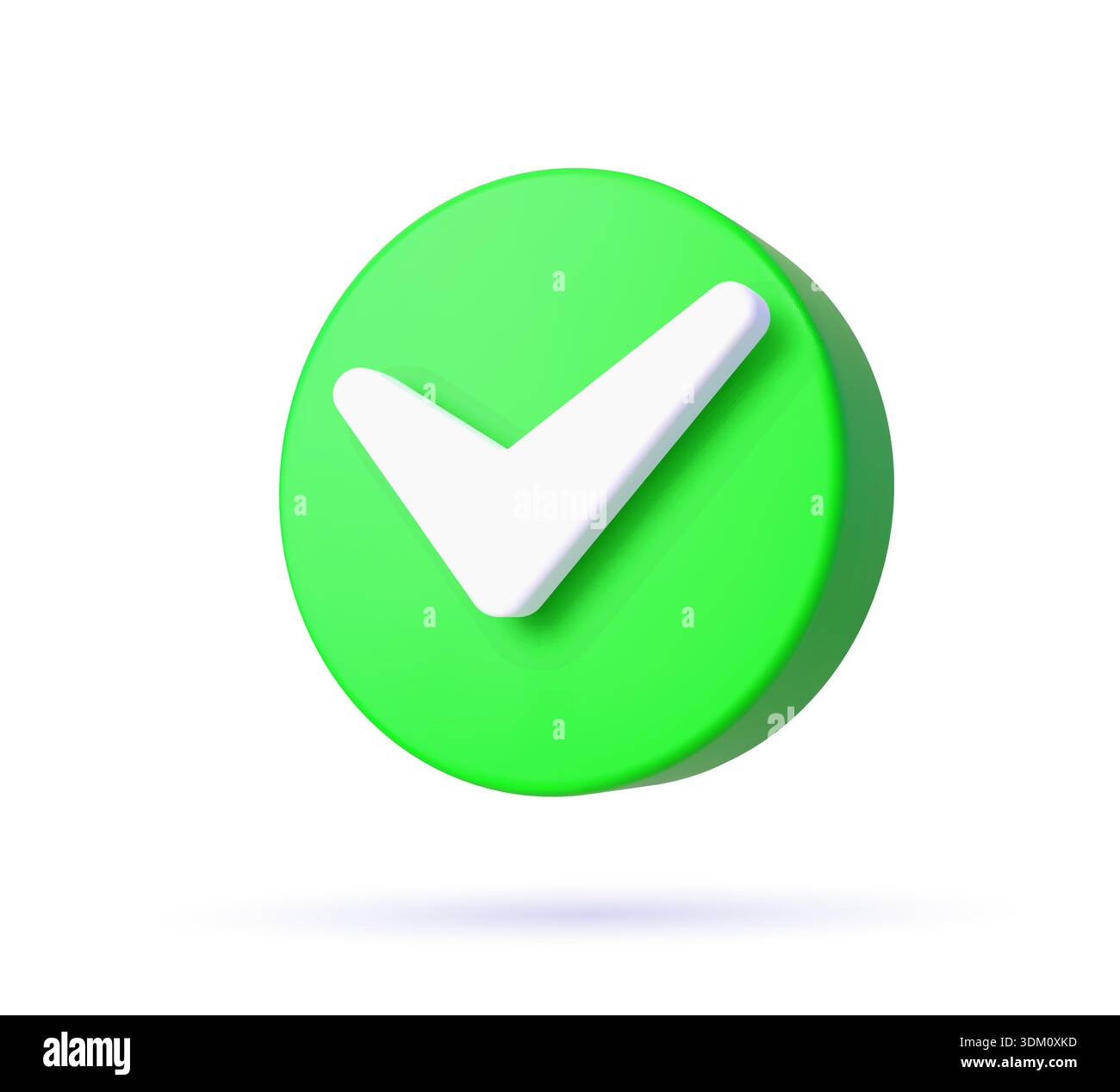 3d check list icon, checklist tick, done mark. Green circle with a ...