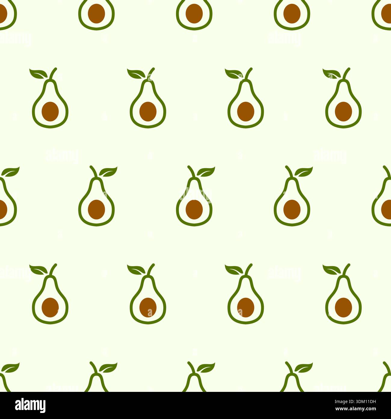 Seamless pattern with avocado and leaves. Vector fruits background Stock Vector