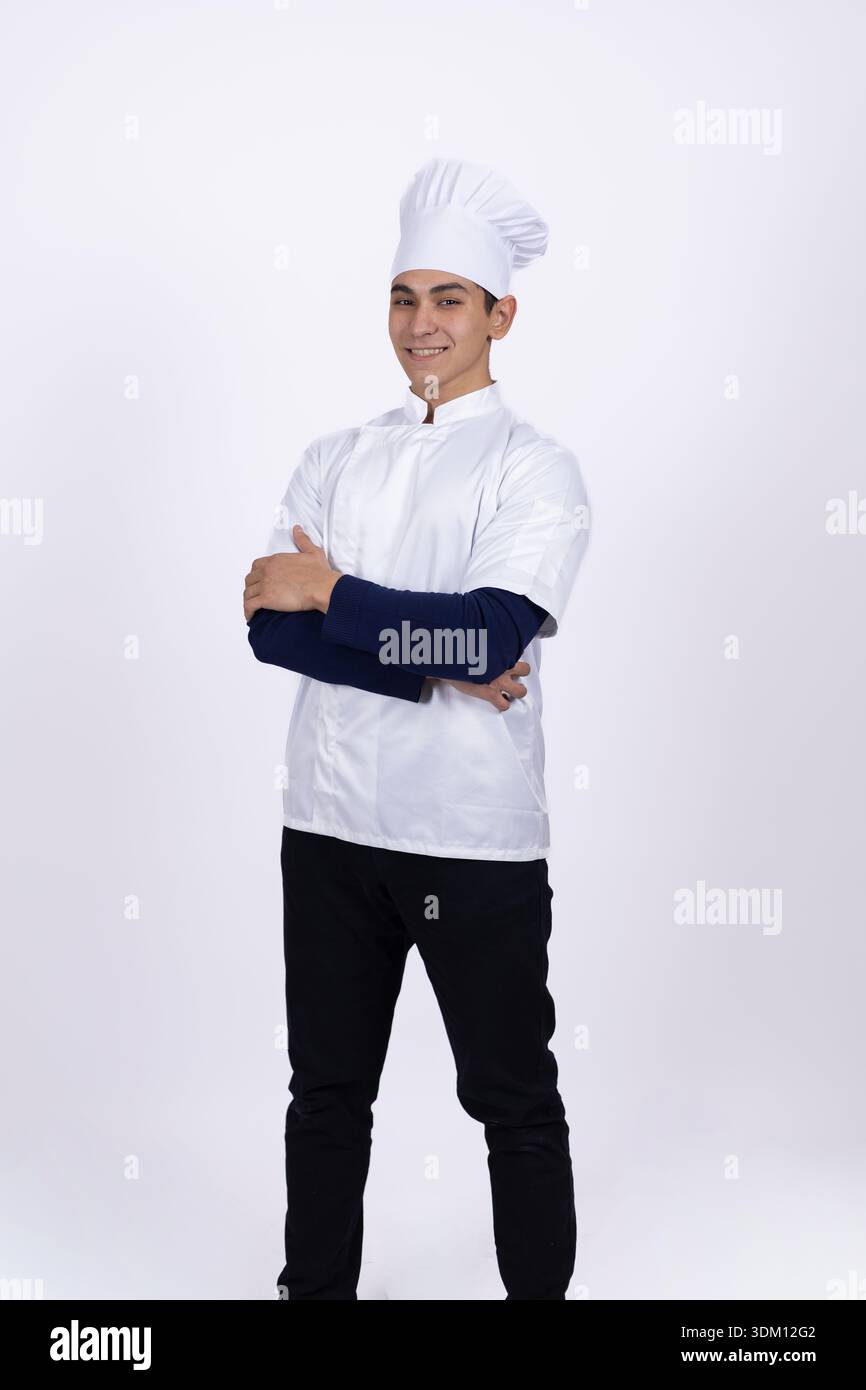 Chef in white uniform looking at camera with confidence Stock Photo