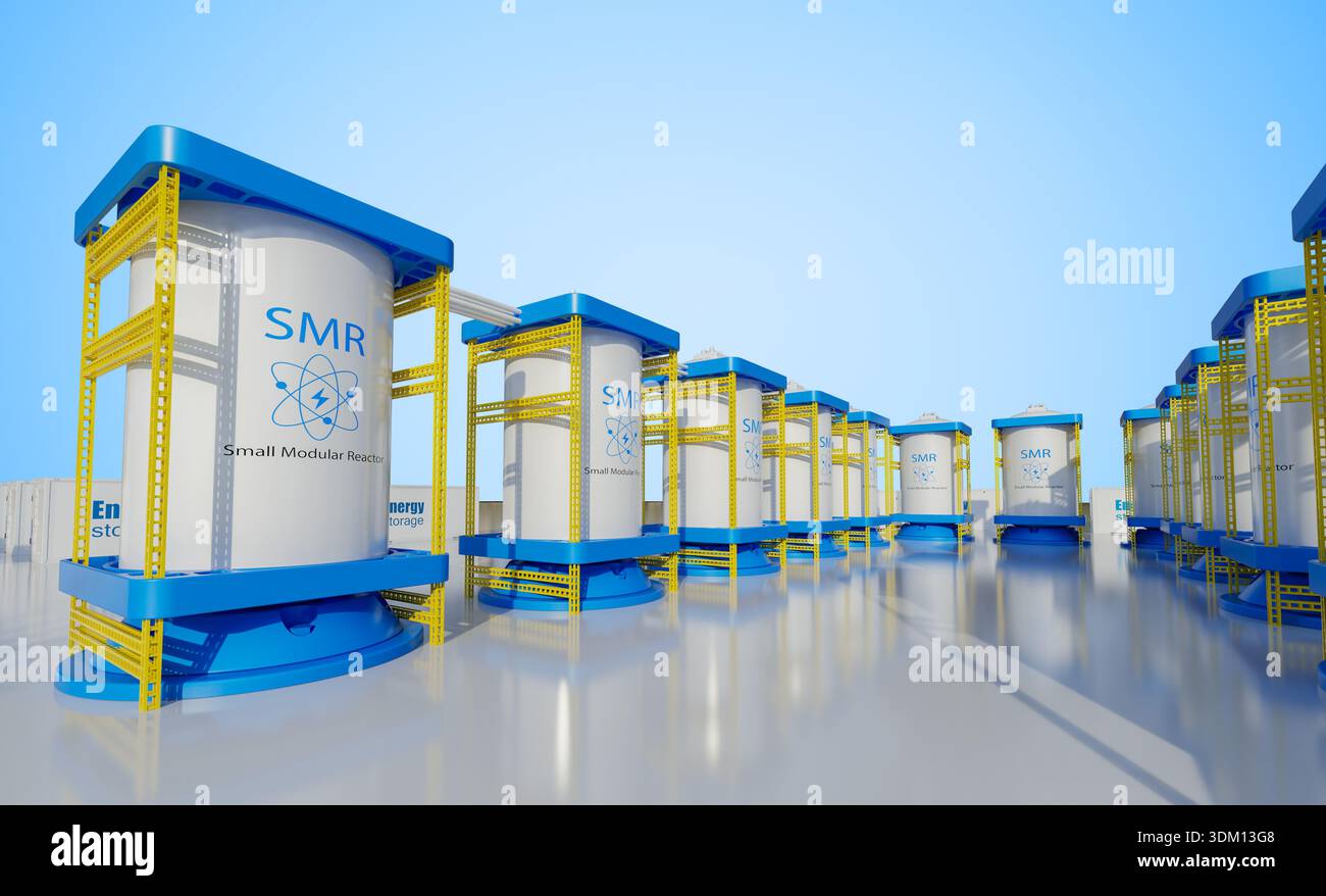 3d rendering smr or small modular nuclear reactors with energy storage ...