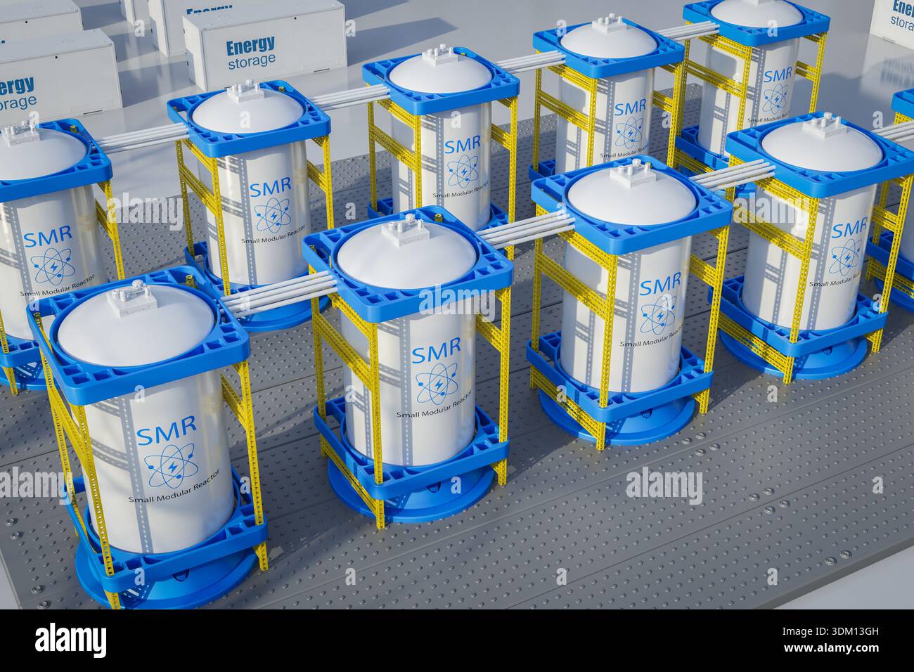 3d rendering smr or small modular nuclear reactors with energy storage ...