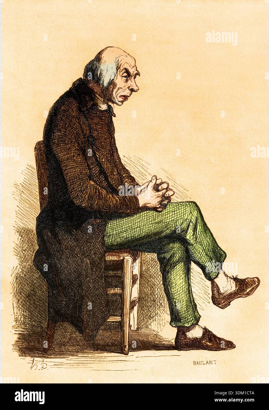 "Old Goriot" or "Father Goriot ". Engraving, mid-19th century. Illustration for "Father Goriot" by Honoré de Balzac (1799-1850). Stock Photo