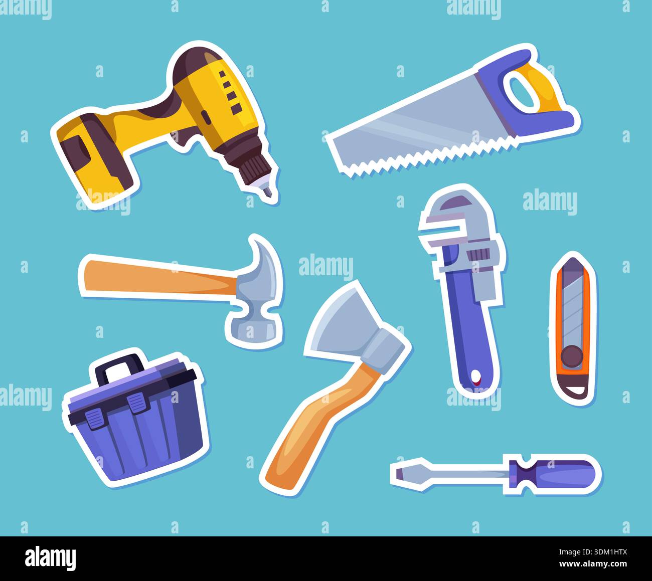 Work tools. sticky colored tools. vector collection items for workshop Stock Vector