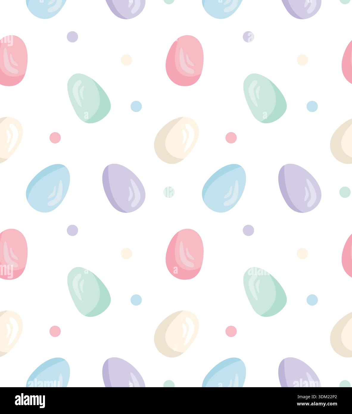 Easter colorful eggs and dots. Seamless vector pattern. Festive pattern with eggs. Suitable for prints, apparel, backgrounds, and other Easter-themed Stock Vector
