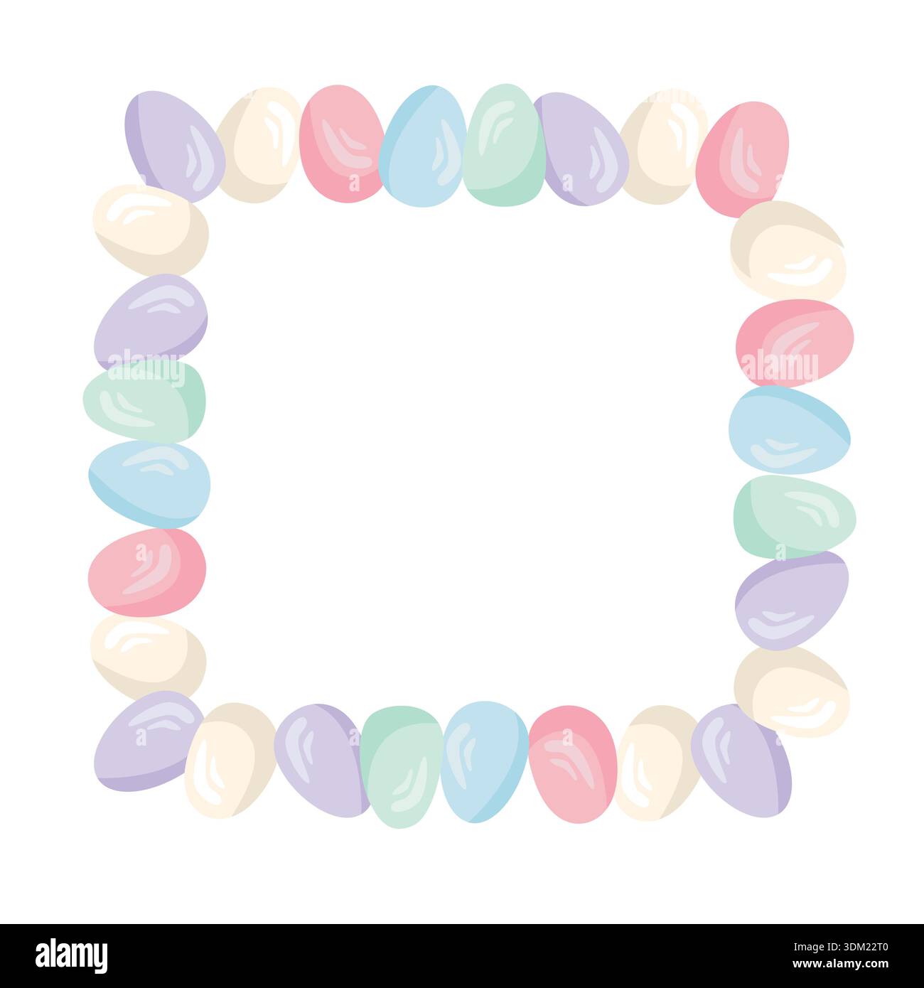 A square frame with colorful Easter eggs. A vector board with Easter attributes. Perfect for prints, invitations, cards, and other Easter-themed desig Stock Vector