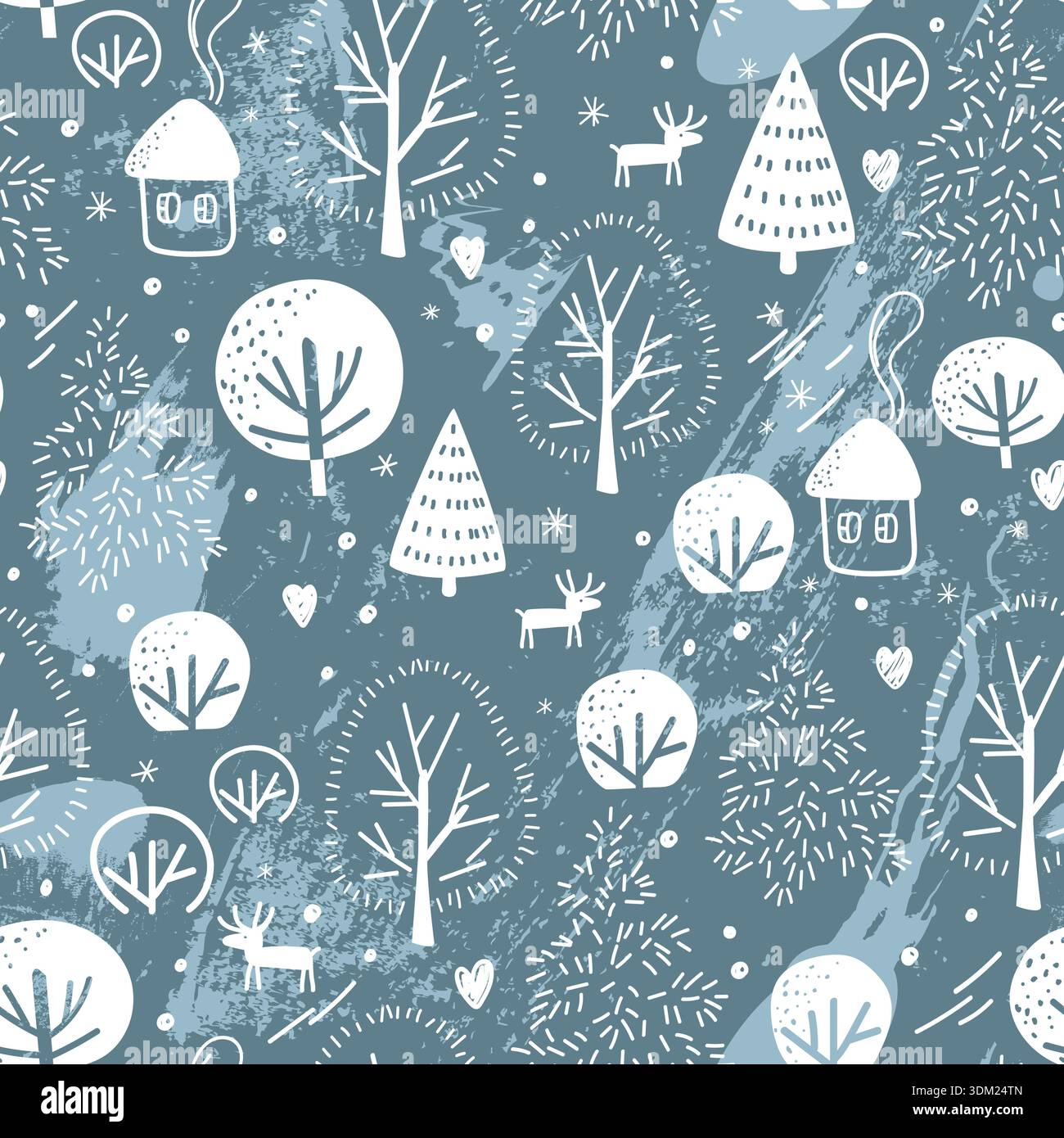 Seamless pattern with icy wood. Frosty snowy forest winter background ...