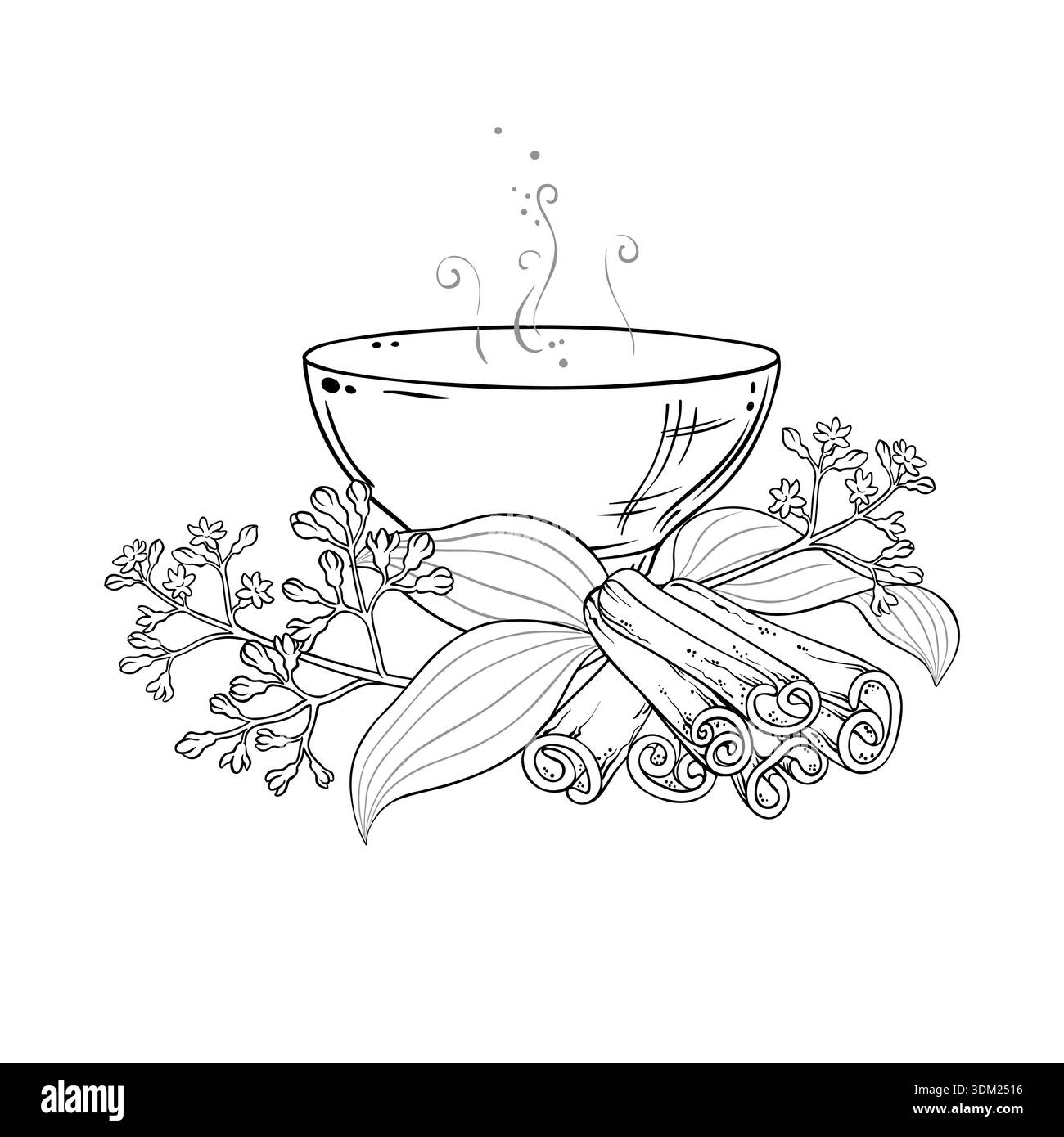 Cinnamon stick tea black cup tea Black and White Stock Photos & Images ...