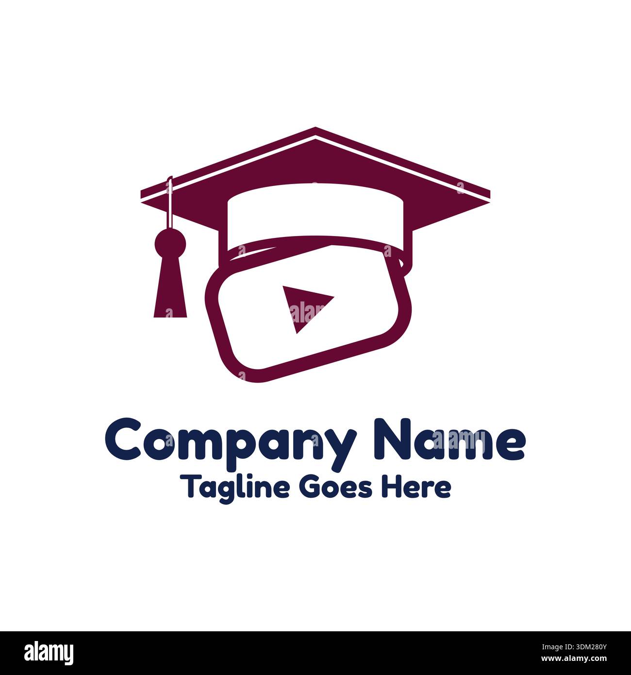 Online Video Course Platform Solution With Graduation Cap Education Technology E Learning Logo Stock Vector