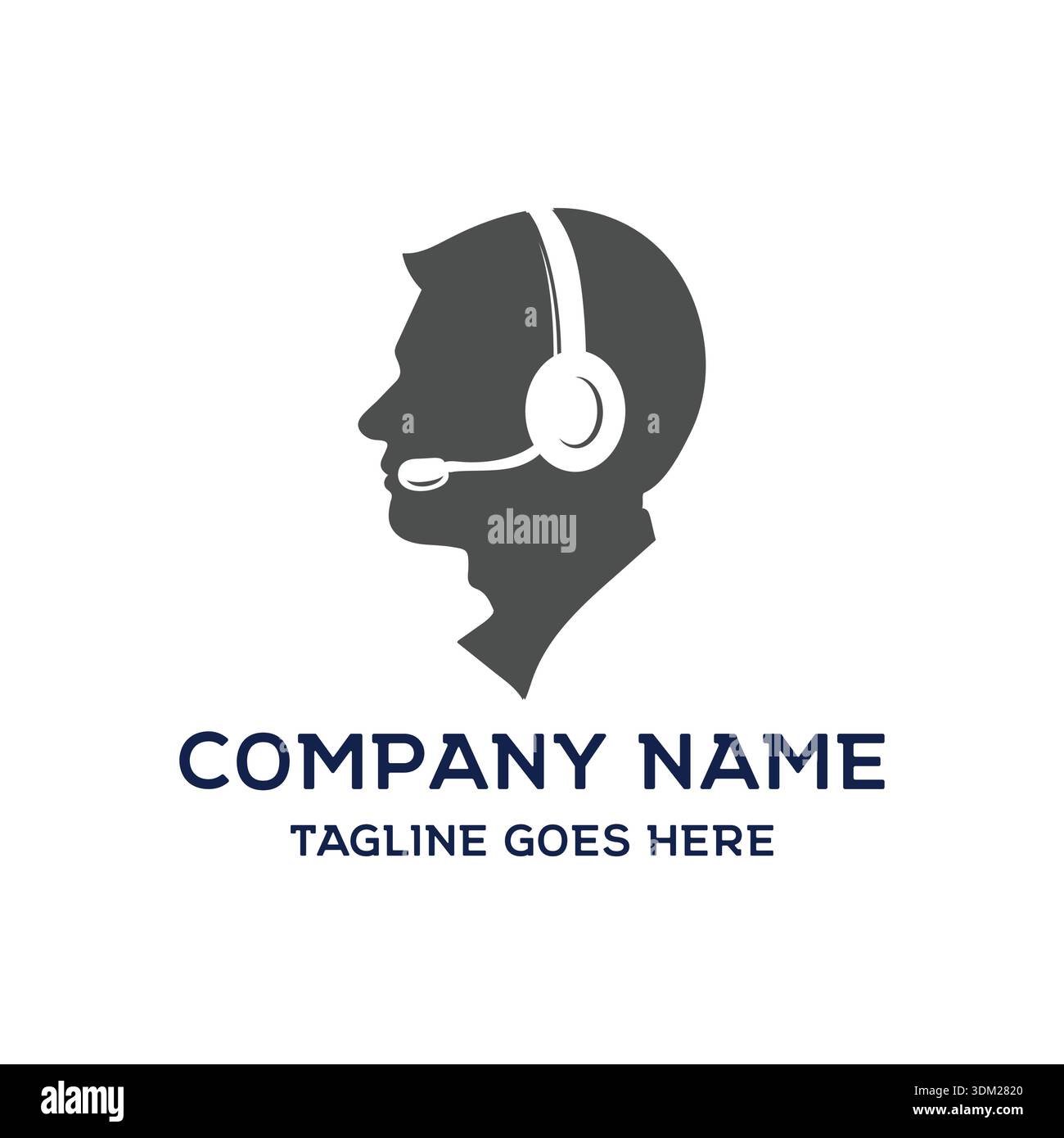 Professional Customer Service Logo Featuring Headset Operator Solution For Business Support Stock Vector