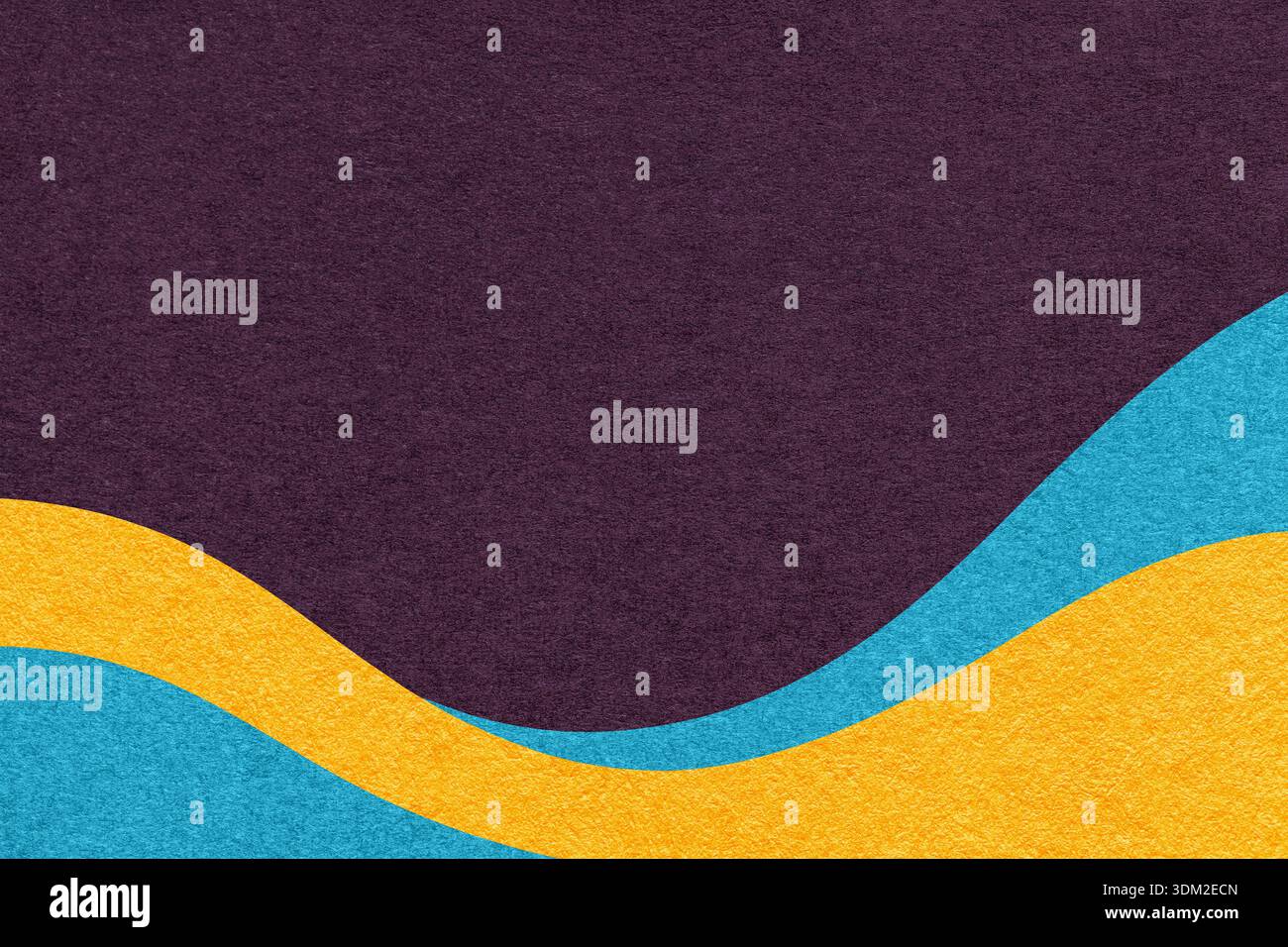 Textured dark purple paper background with turquoise and yellow wavy ...