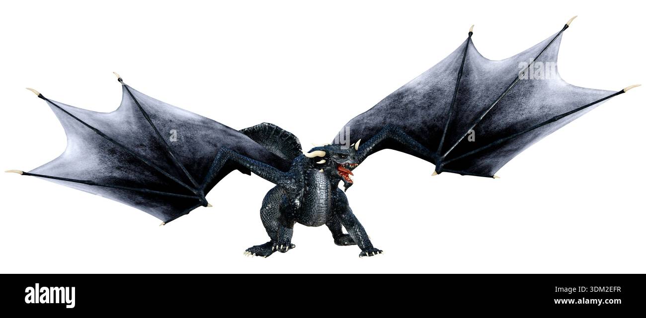3D rendering of a fantasy dragon isolated on white background Stock ...