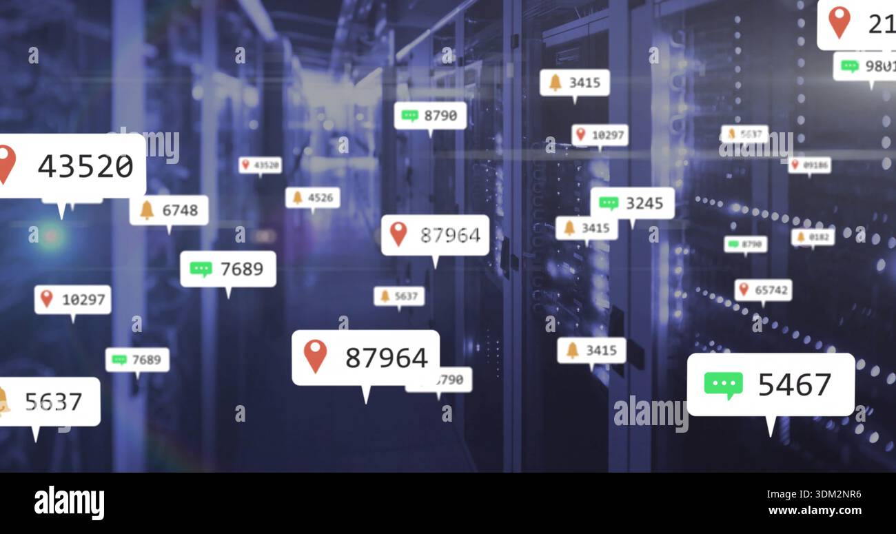 Callouts For Racks Displaying central server racks in data center aisle, with floating UI ...