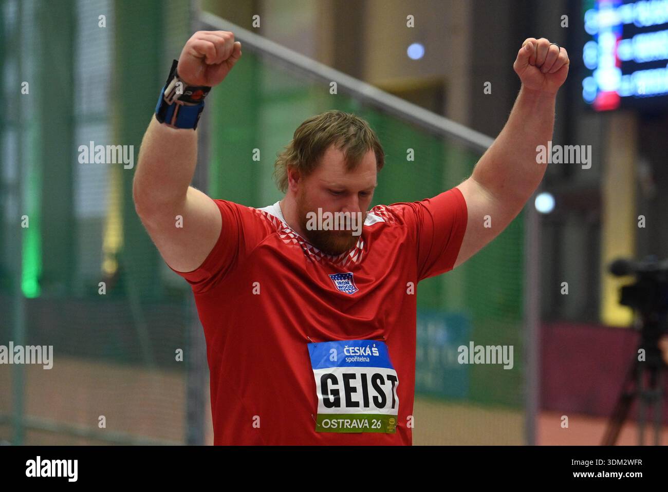 Jordan Geist of USA competes the Shot Put Men during Czech Indoor Gala ...