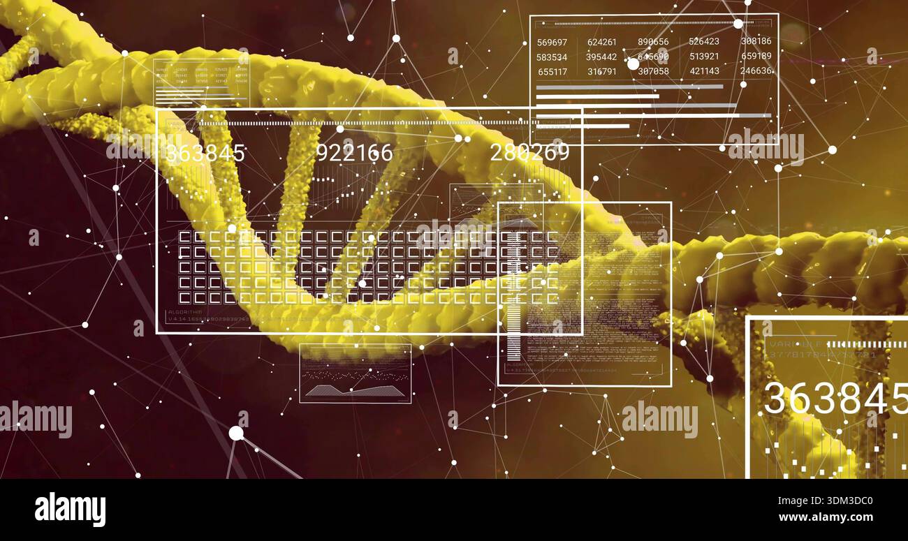 Helix Matrix Displaying yellow double-helix across virtual genomics UI, showing ...