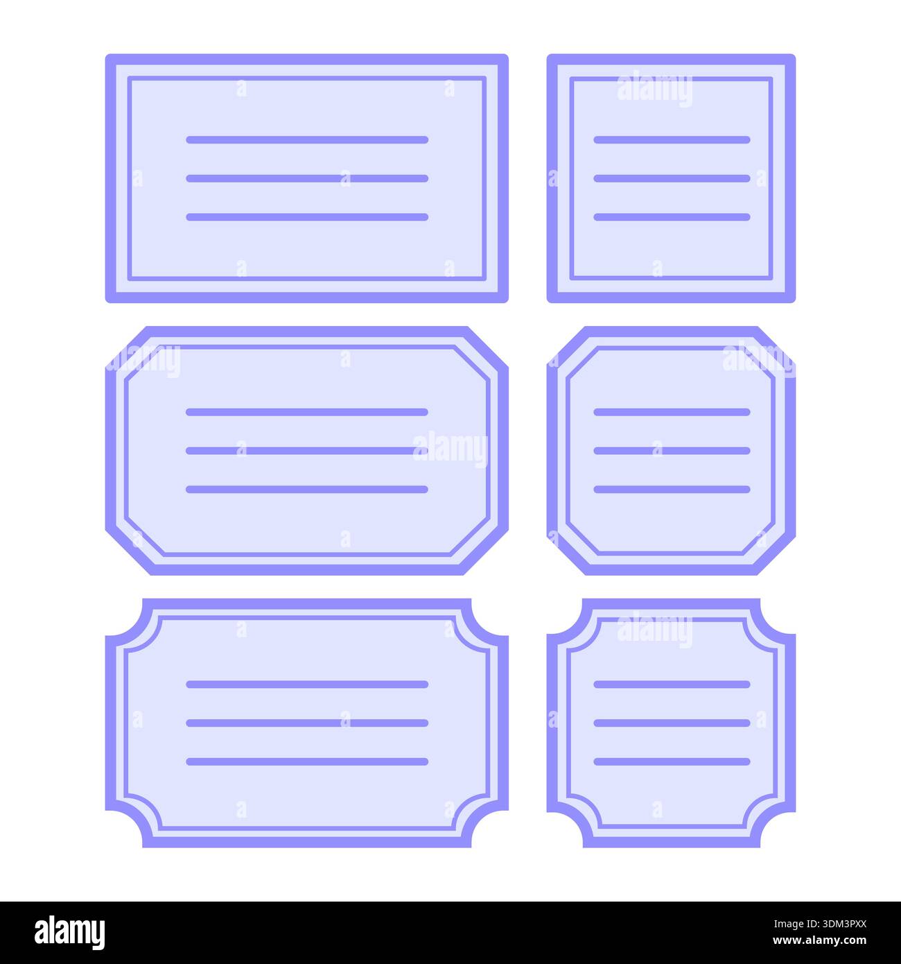 Professional decorative frames. Symmetrical outlines Vector. Elegant stationery collection. Rectangular template elements. EPS 10. Stock Vector