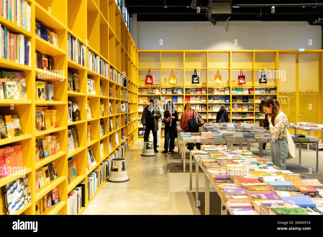 Interior of bookshop and gift shop inside Palais de Tokyo, Paris, France Stock Photo