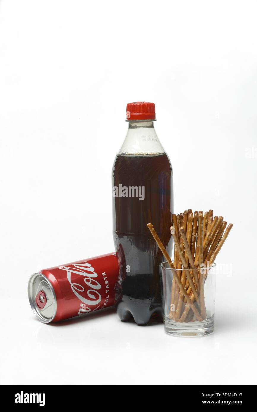 Pretzel sticks and cola Stock Photo