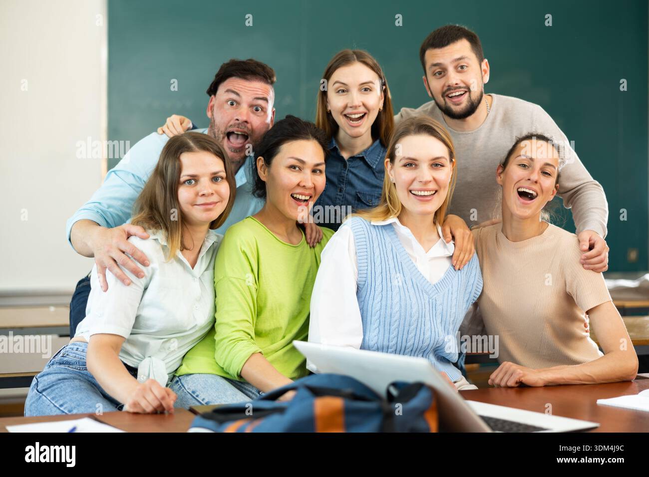 Positive Rested Students Group photo of positive students Stock Photo - Alamy