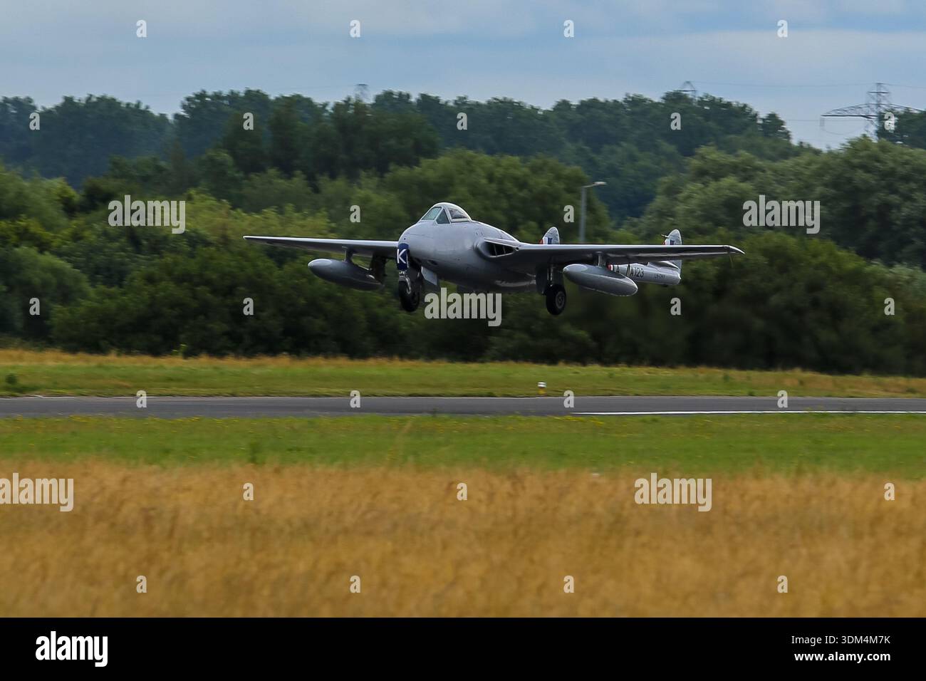 Vampire Jet Display De Havilland Vampire T.11 jet trainer lifting off during an airshow ...