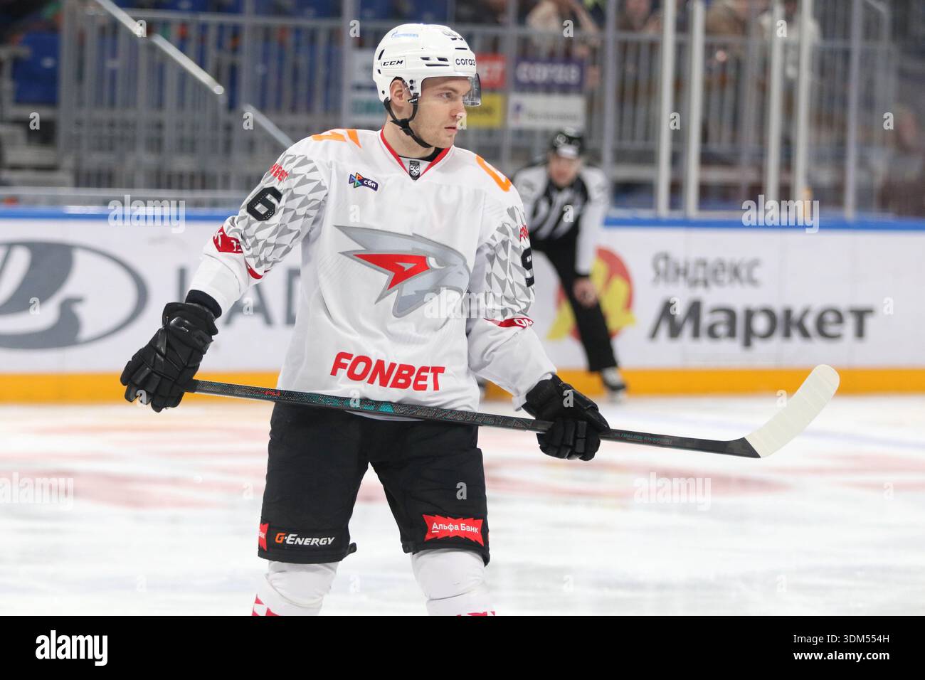 Dmitry Rashevsky (96) of Avangard Hockey Club seen in action during the ...
