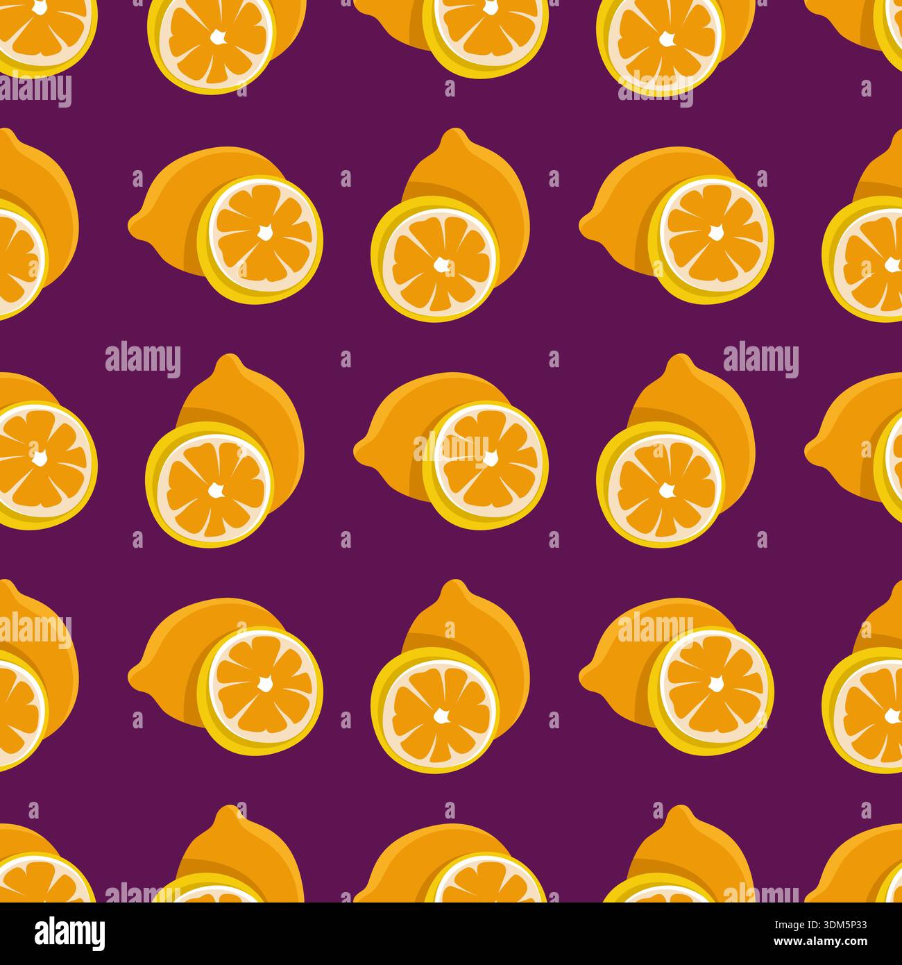 lemon slices seamless pattern on purple background Vector Stock Vector