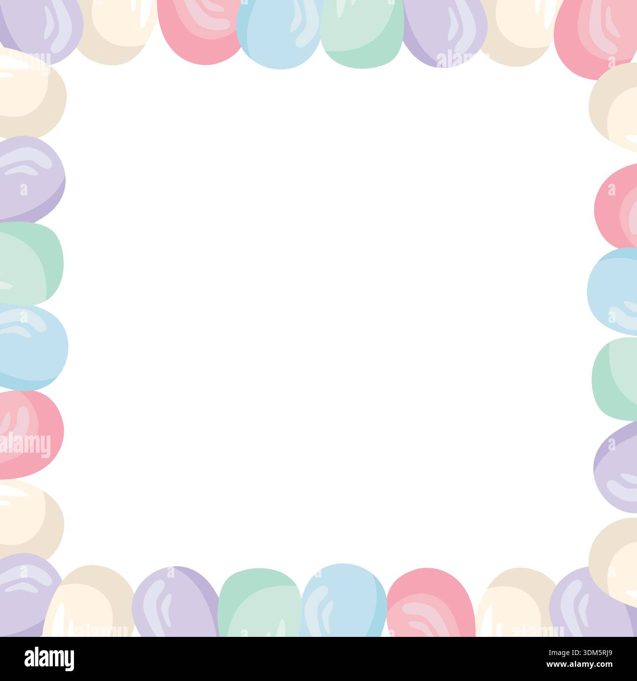 A square frame with colorful Easter eggs. Vector board with Easter attributes. Copy space. Suitable for prints, invitations, cards, and other Easter-t Stock Vector