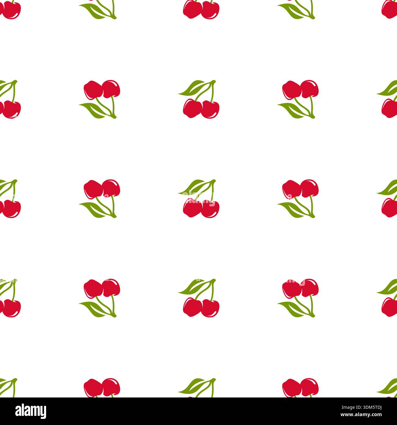 cherry seamless pattern on white background Stock Vector
