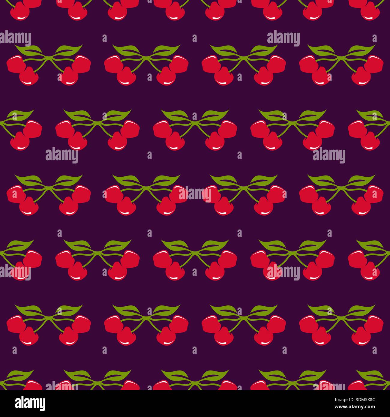 cherry fruit abstract vintage vector seamless repeat pattern Stock Vector