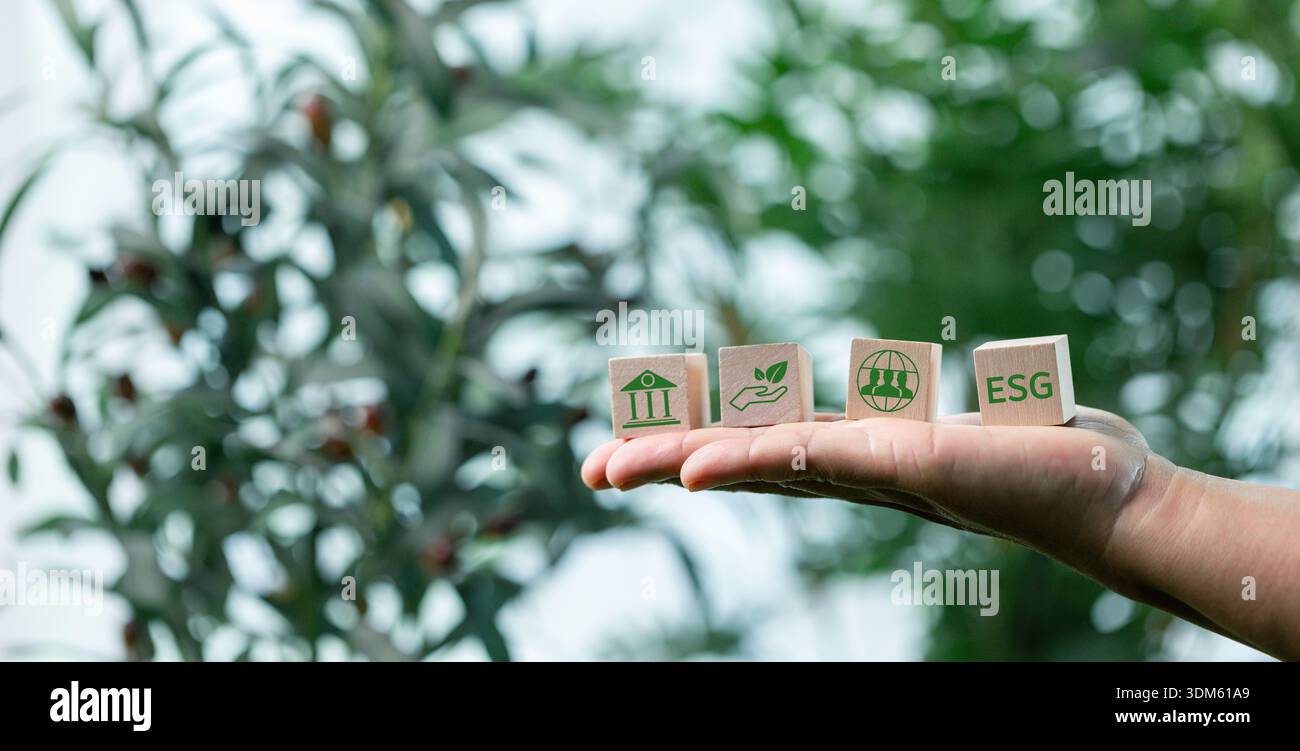 Effective ESG management encompasses environmental responsibility, social equity, and sustainable governance to protect earth and promote eco-friendly Stock Photo