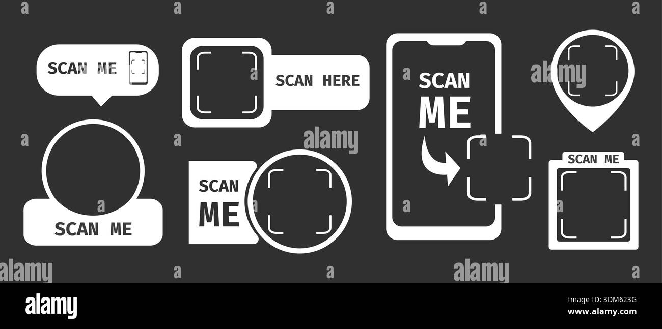 Qr scan code frame, template. QR code with inscription scan me with ...