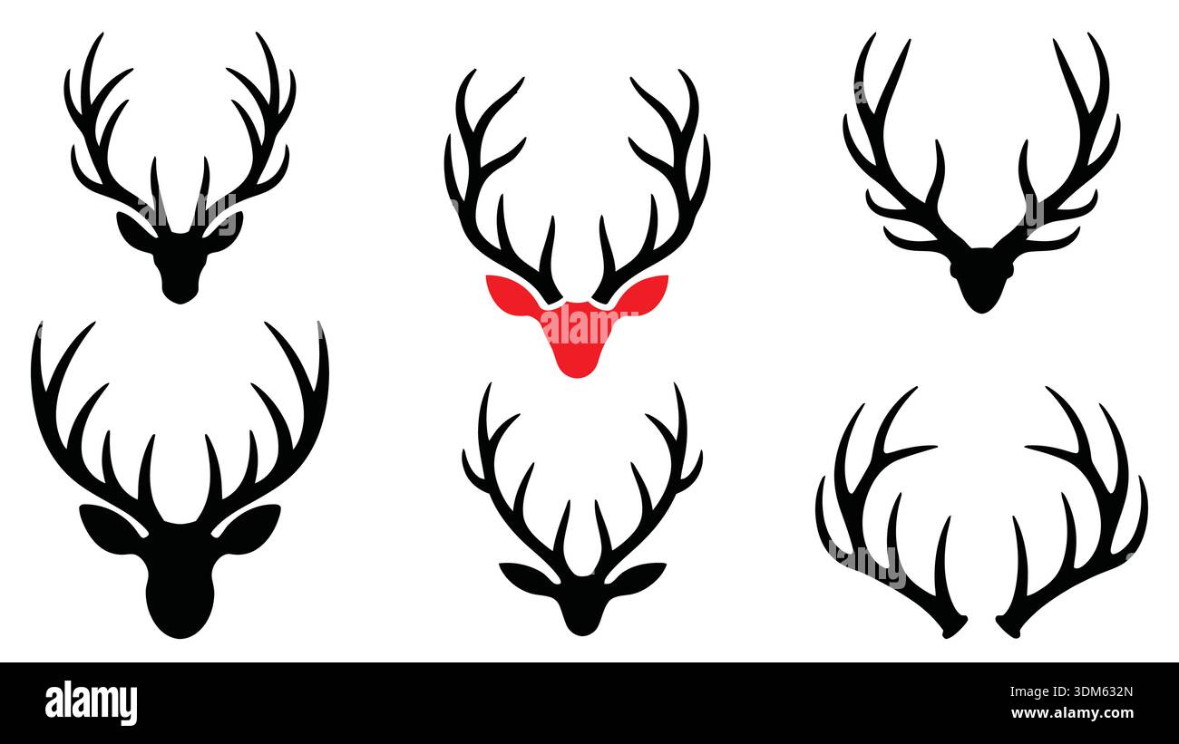 Set of antlers vector illustration Stock Vector